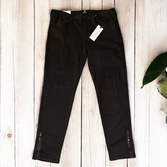 Just Black Denim - NWT Just Black Women’s Ankle Zip Black Denim Jean Pants ~ Size 32